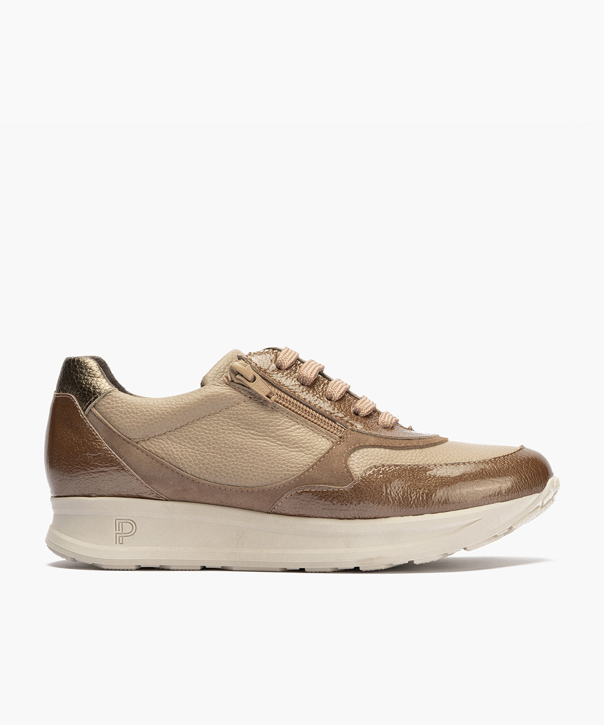 Deportivo combinado charol con napa grano con cremallera Topo
