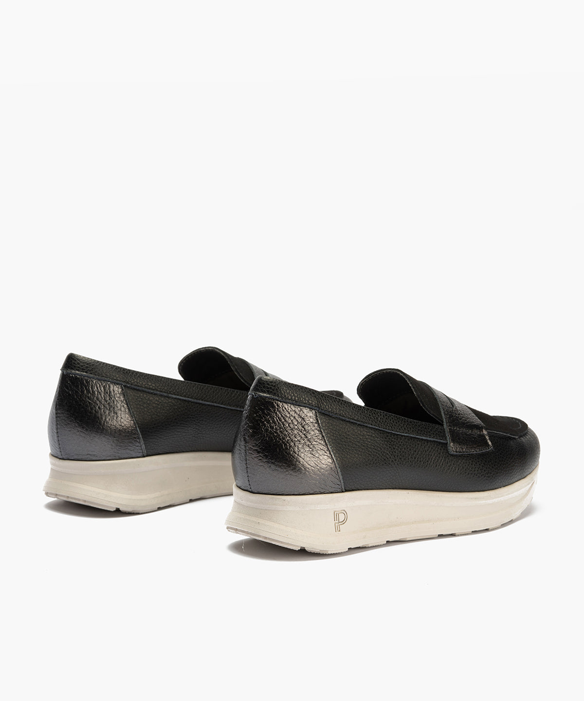 Mocasín antifaz flecos combinado napa grano, ante y laminado Negro