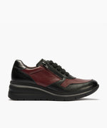 Deportivo combinado bicolor napa con grano con cremallera Negro-Burdeos-Antracita