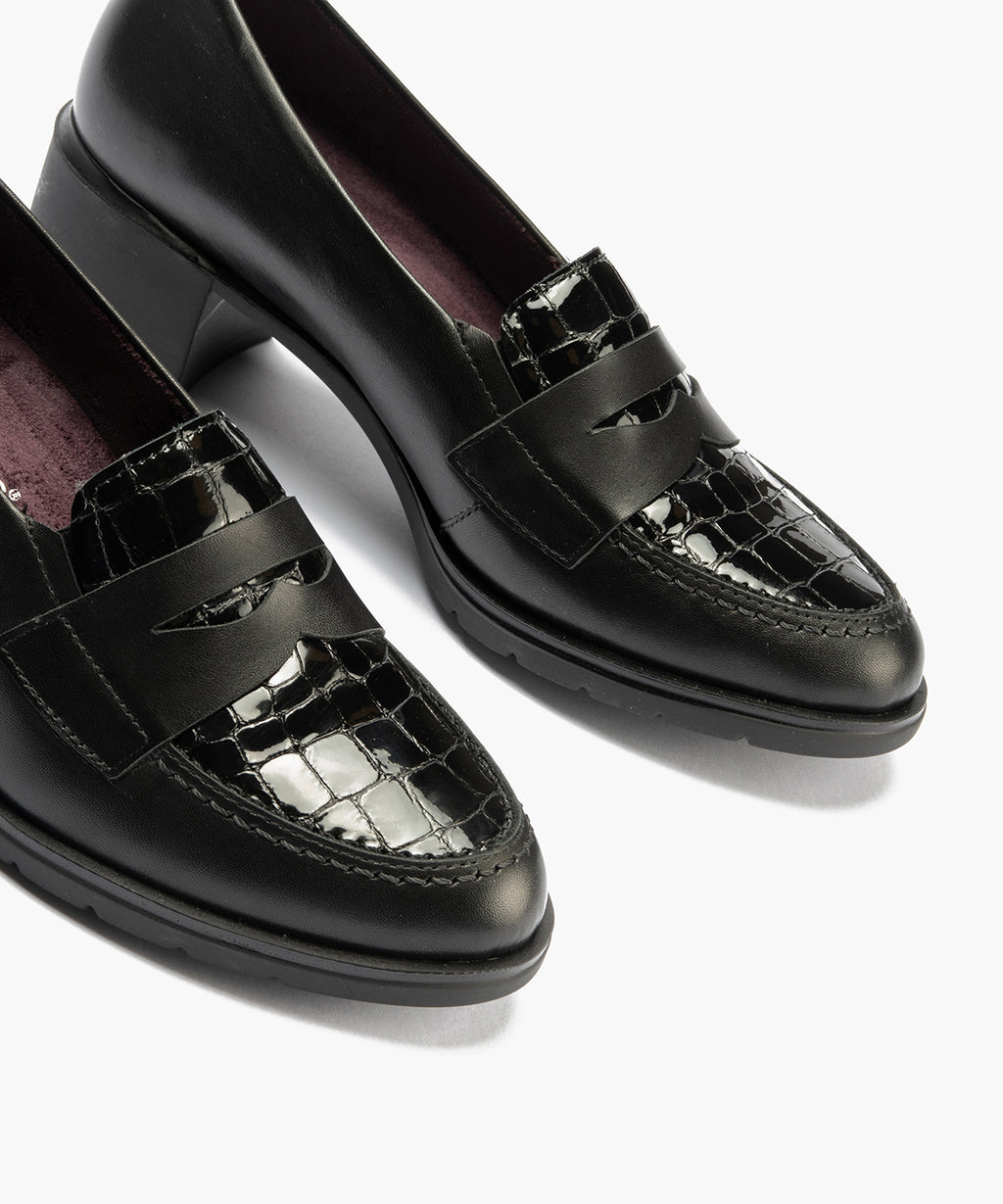 Mocasín antifaz combinado napa con charol coco Negro