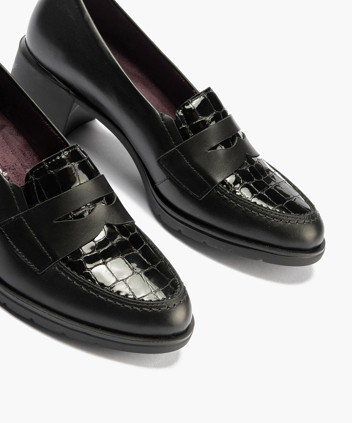 Mocasín antifaz combinado napa con charol coco Negro