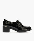 Abotinado combinado charol con charol coco detalle hebilla Negro