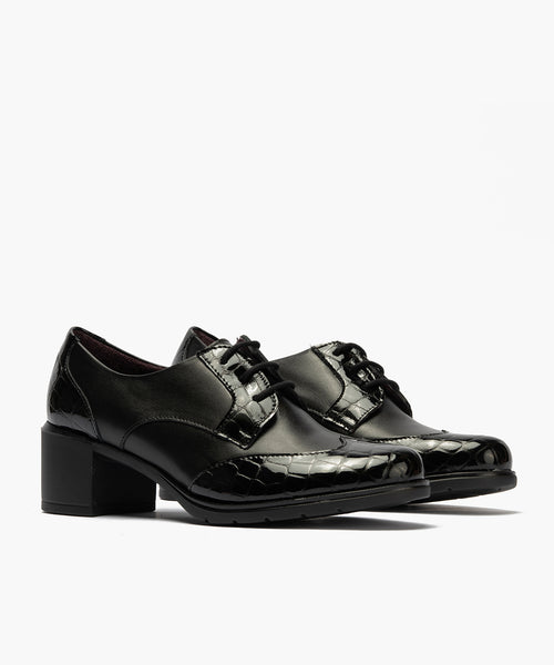 Blucher combinado charol coco con napa Negro