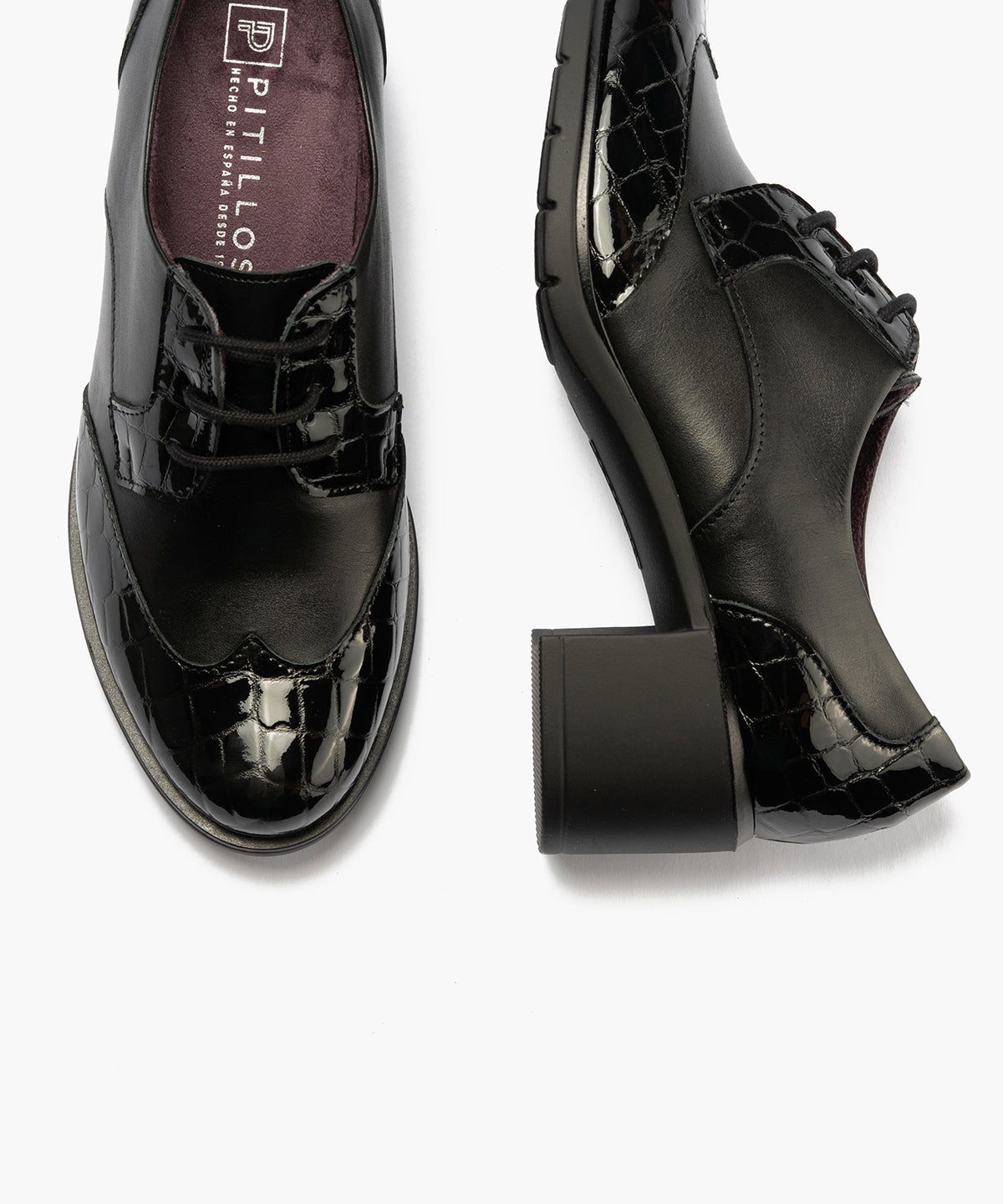 Blucher combinado charol coco con napa Negro