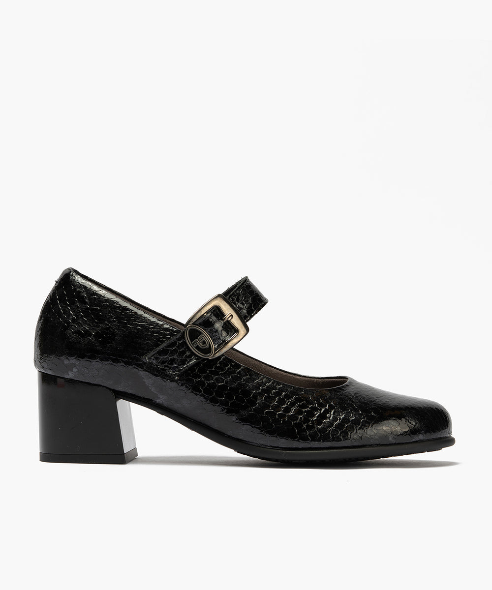 Mercedes serpiente charol con velcro Negro