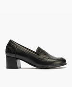 Mocasín combinado napa con serpiente charol Negro