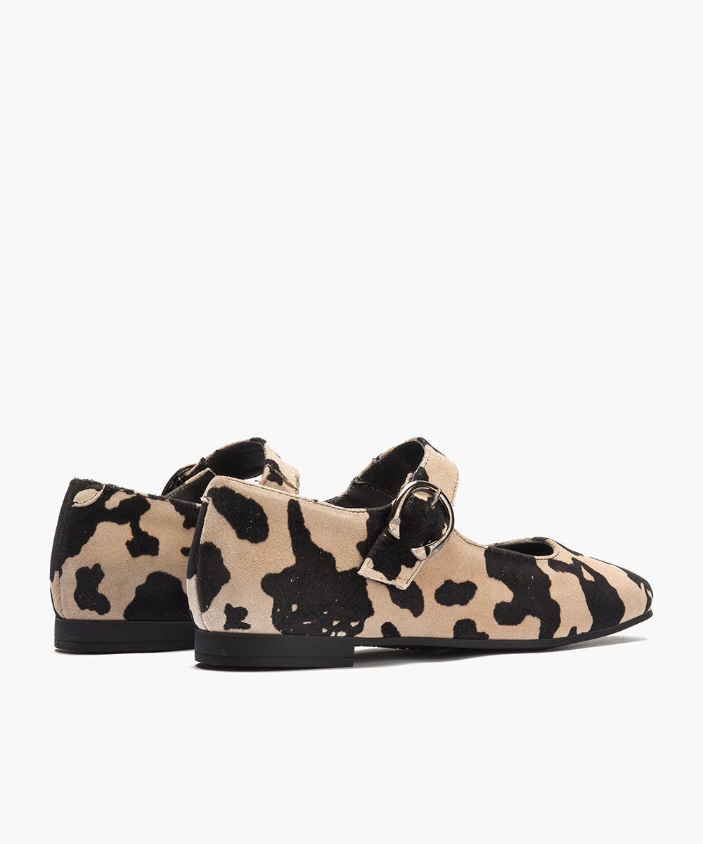 Mercedes en animal print con velcro beige