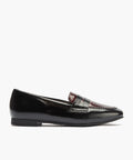 Mocasín antifaz combinado en charol bicolor Negro-Burdeos