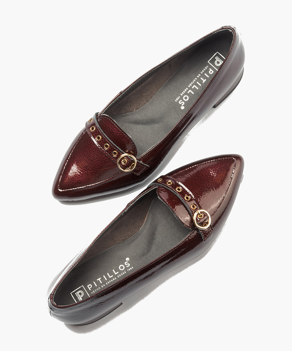 Mocasin en Charol con Hebilla Burdeos