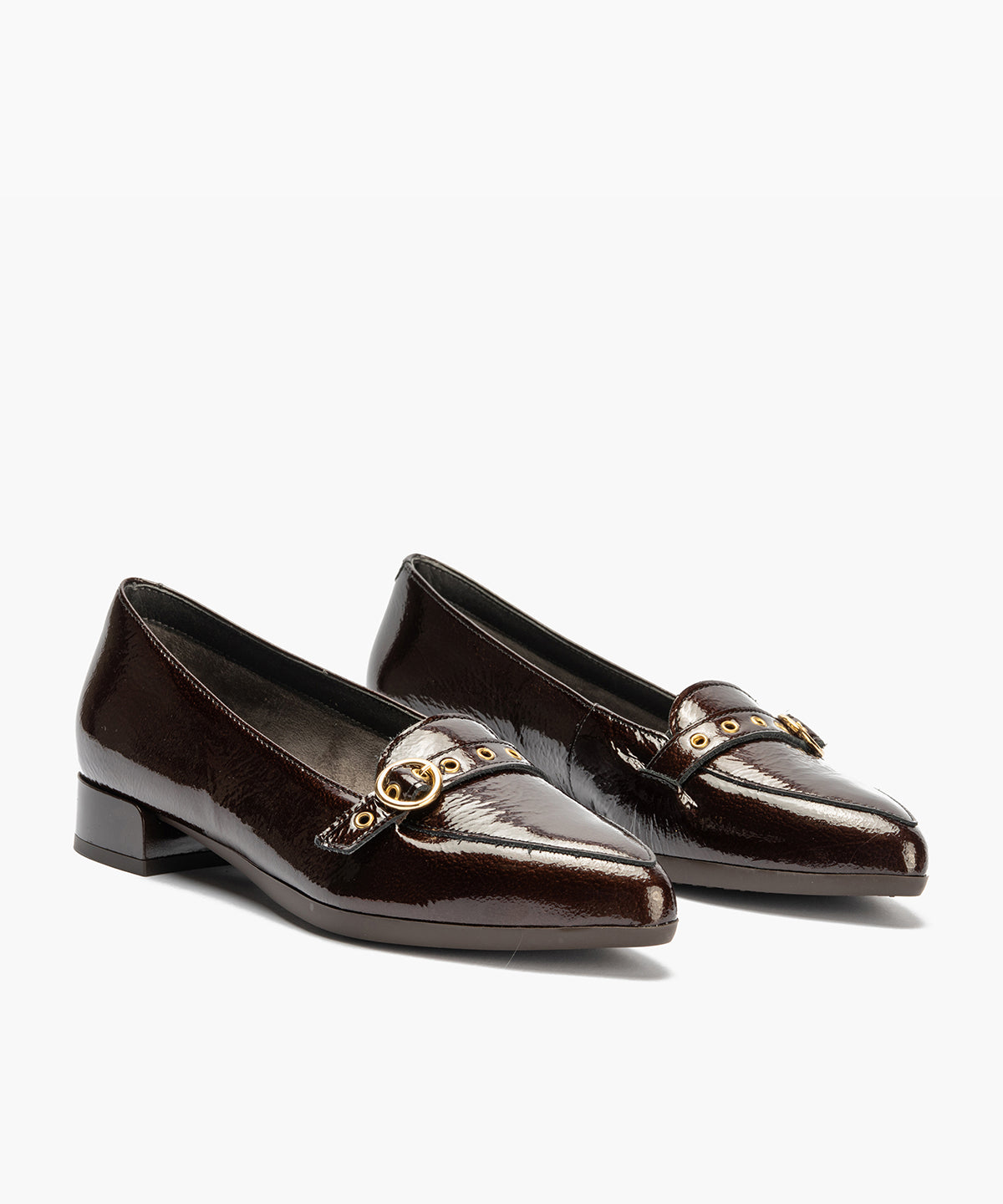 Mocasin en Charol con Hebilla Marrón
