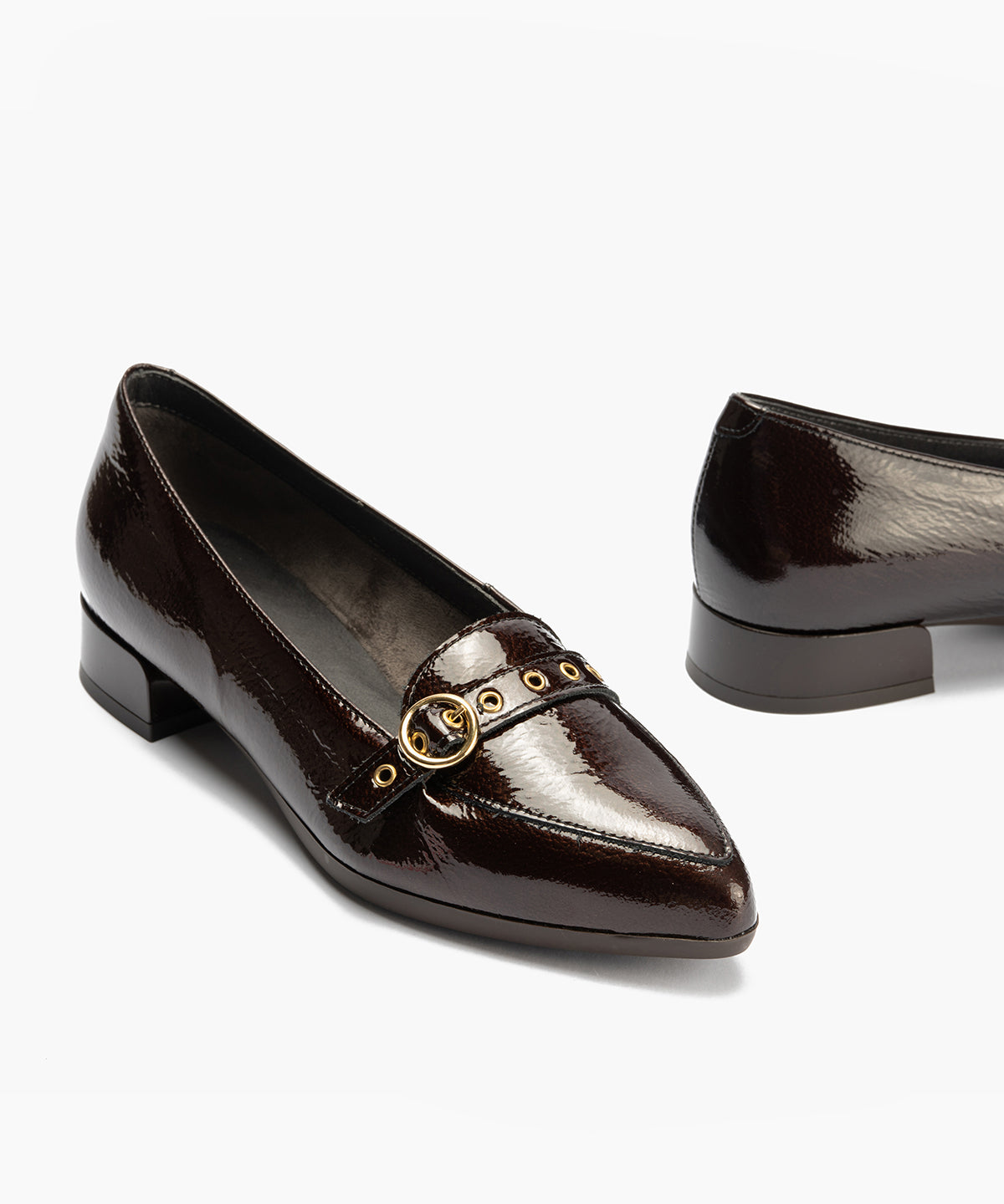 Mocasin en Charol con Hebilla Marrón
