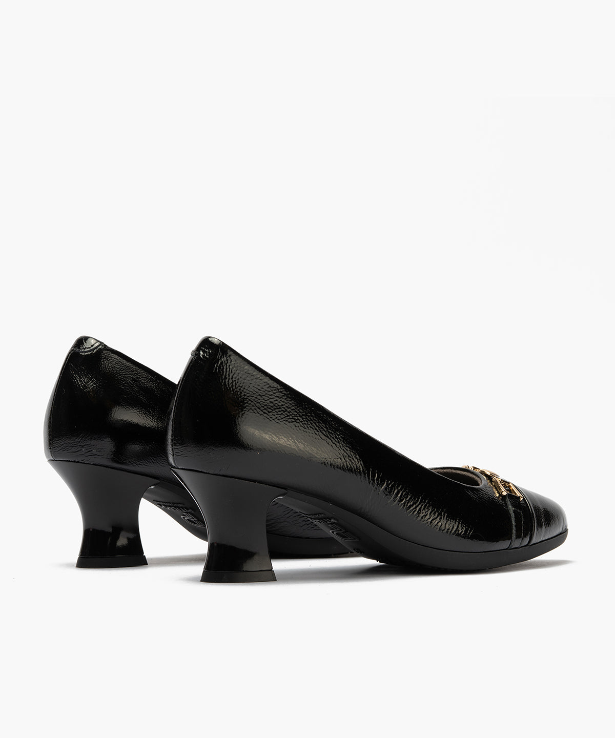 Salón puntera con adorno combinado charol Negro-Negro