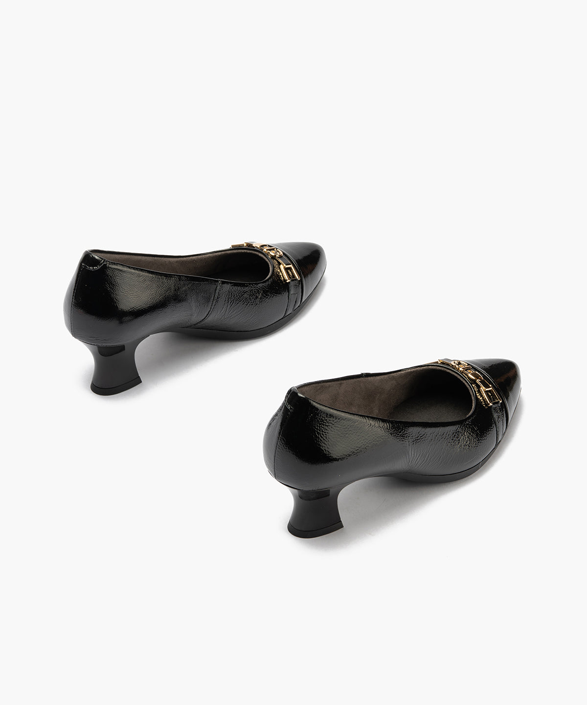 Salón puntera con adorno combinado charol Negro-Negro