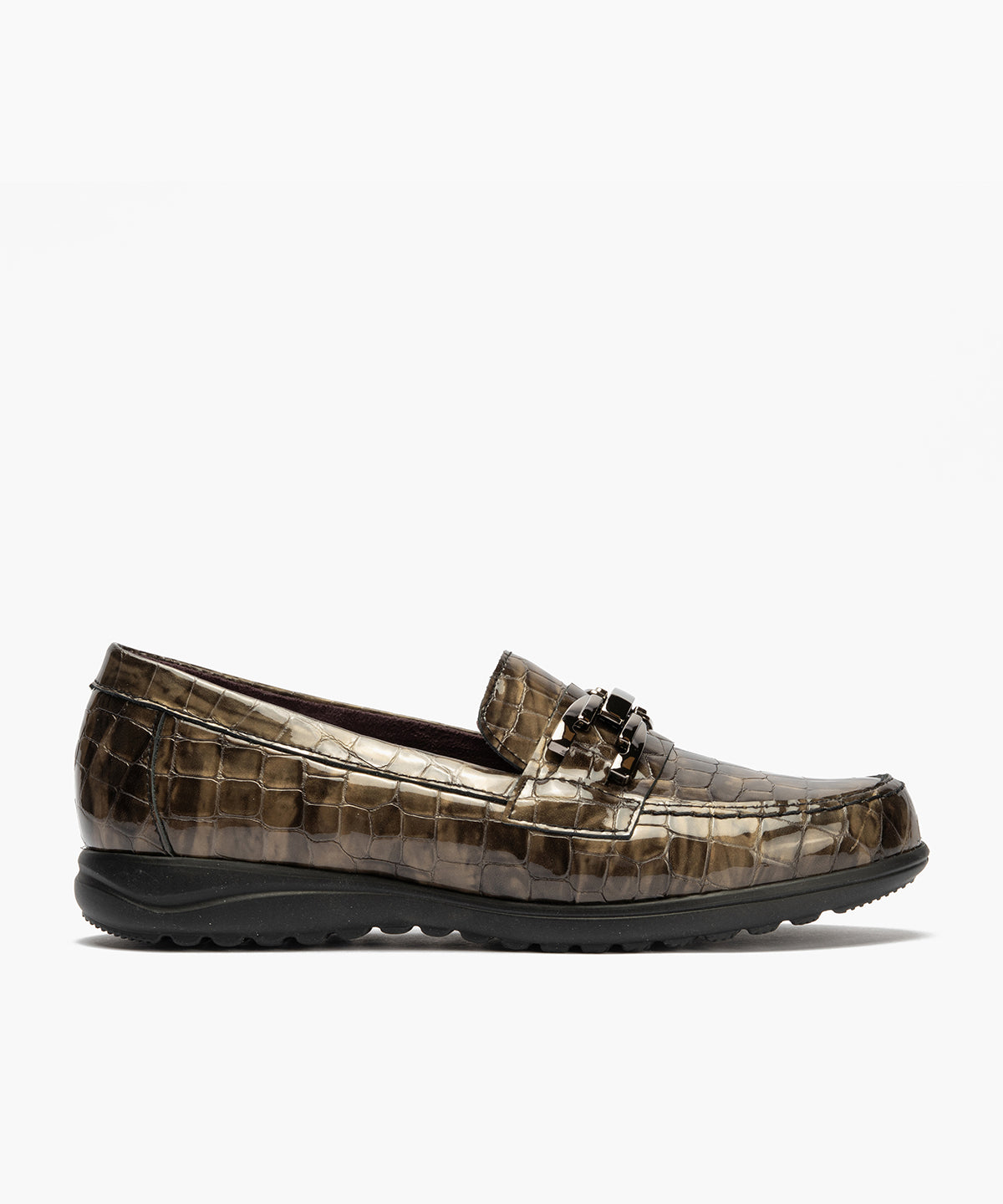 Mocasín en charol coco con detalle adorno Humo