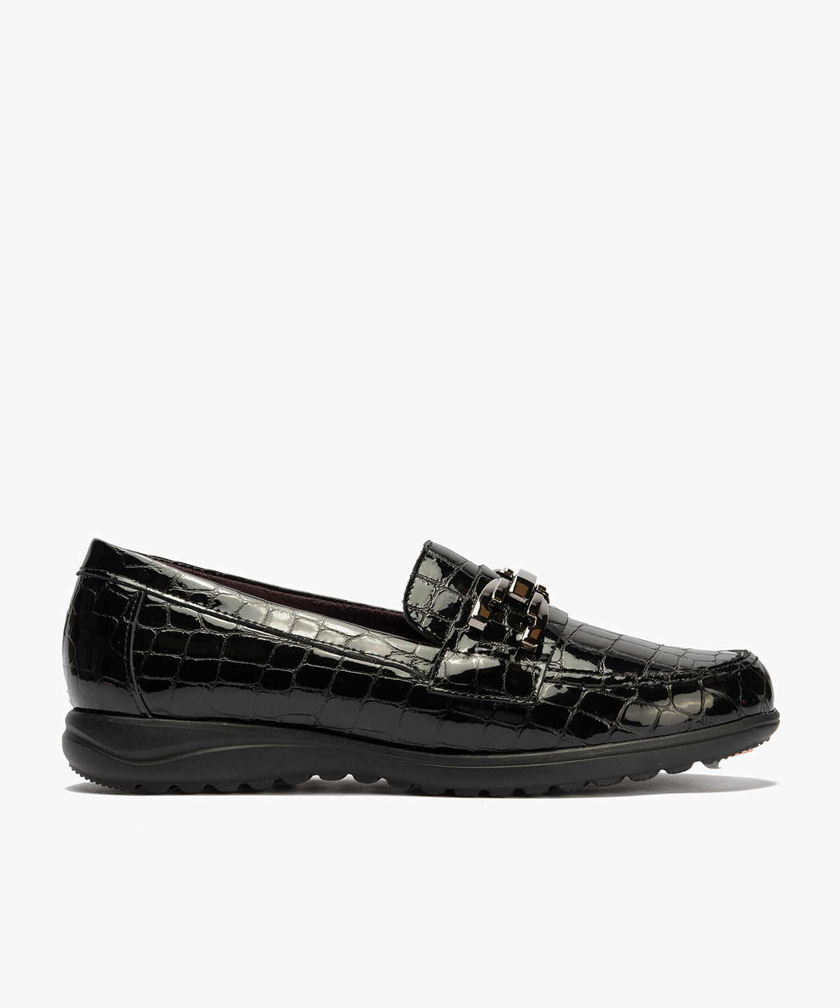 Mocasín en charol coco con detalle adorno Negro