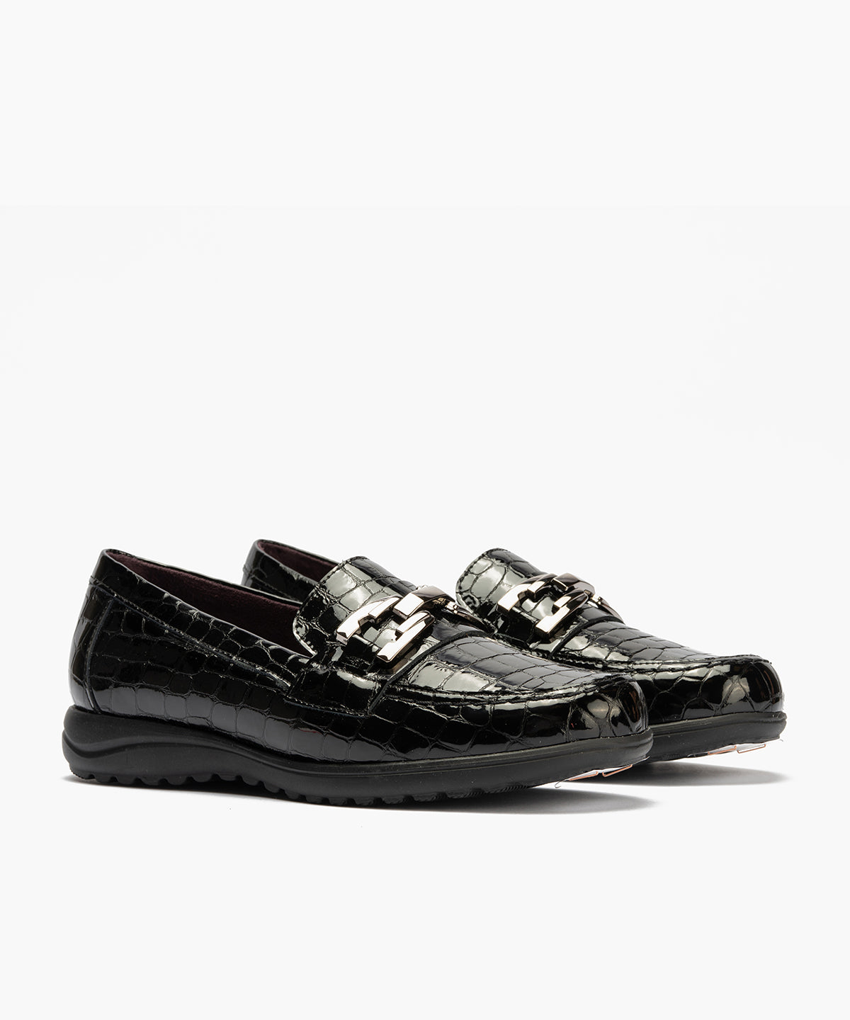 Mocasín en charol coco con detalle adorno Negro