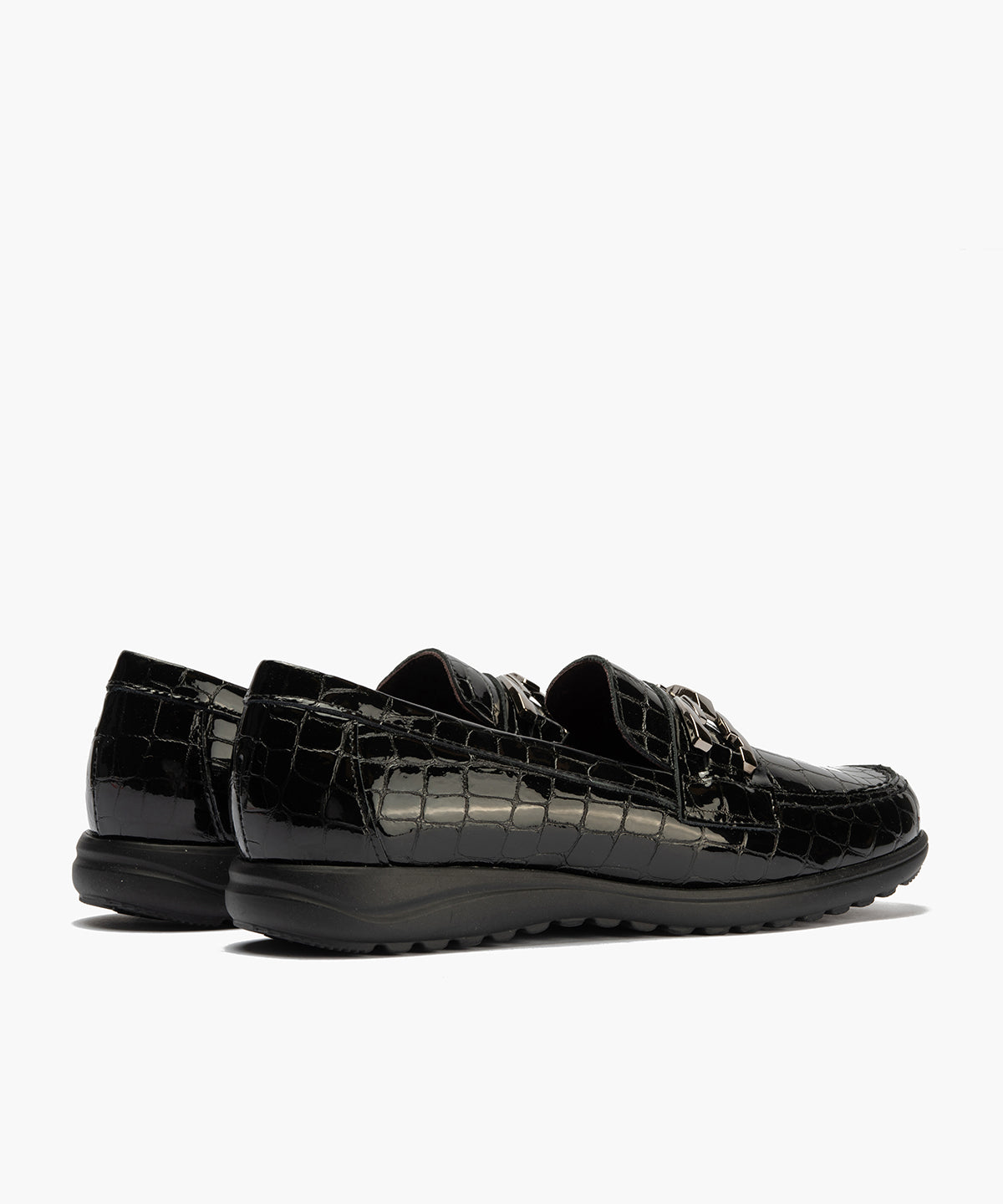 Mocasín en charol coco con detalle adorno Negro