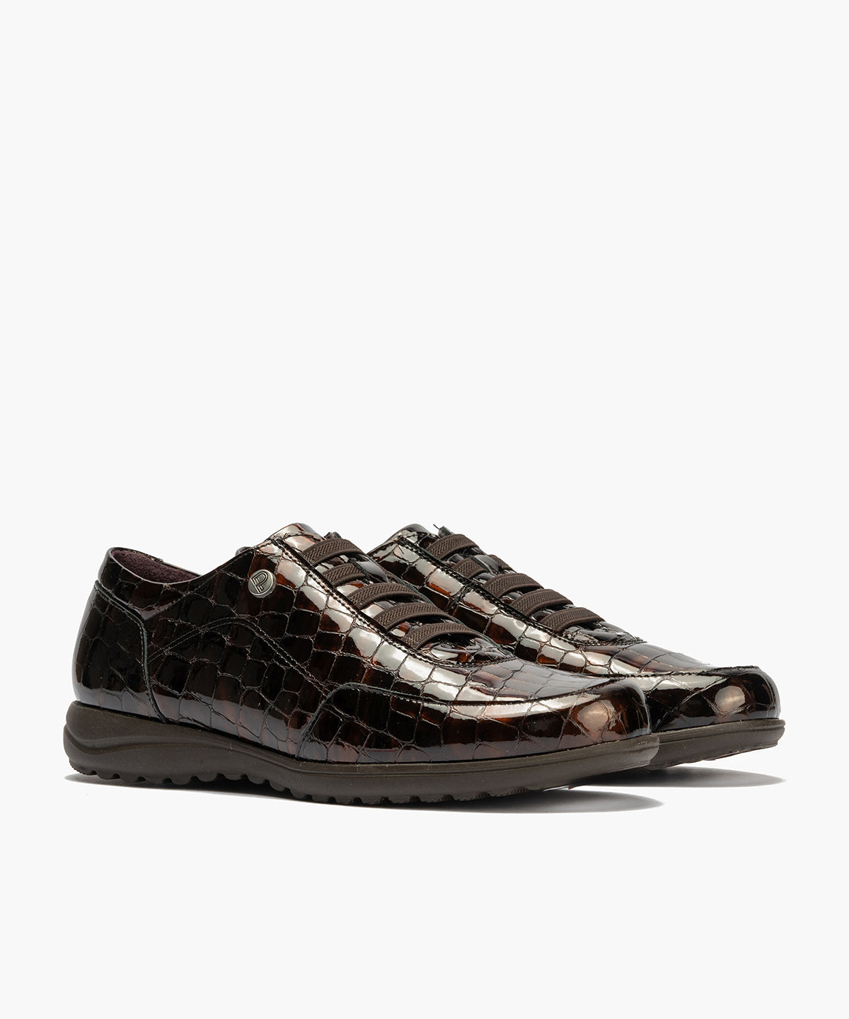 Deportivo en charol coco con cordones elásticos Marrón