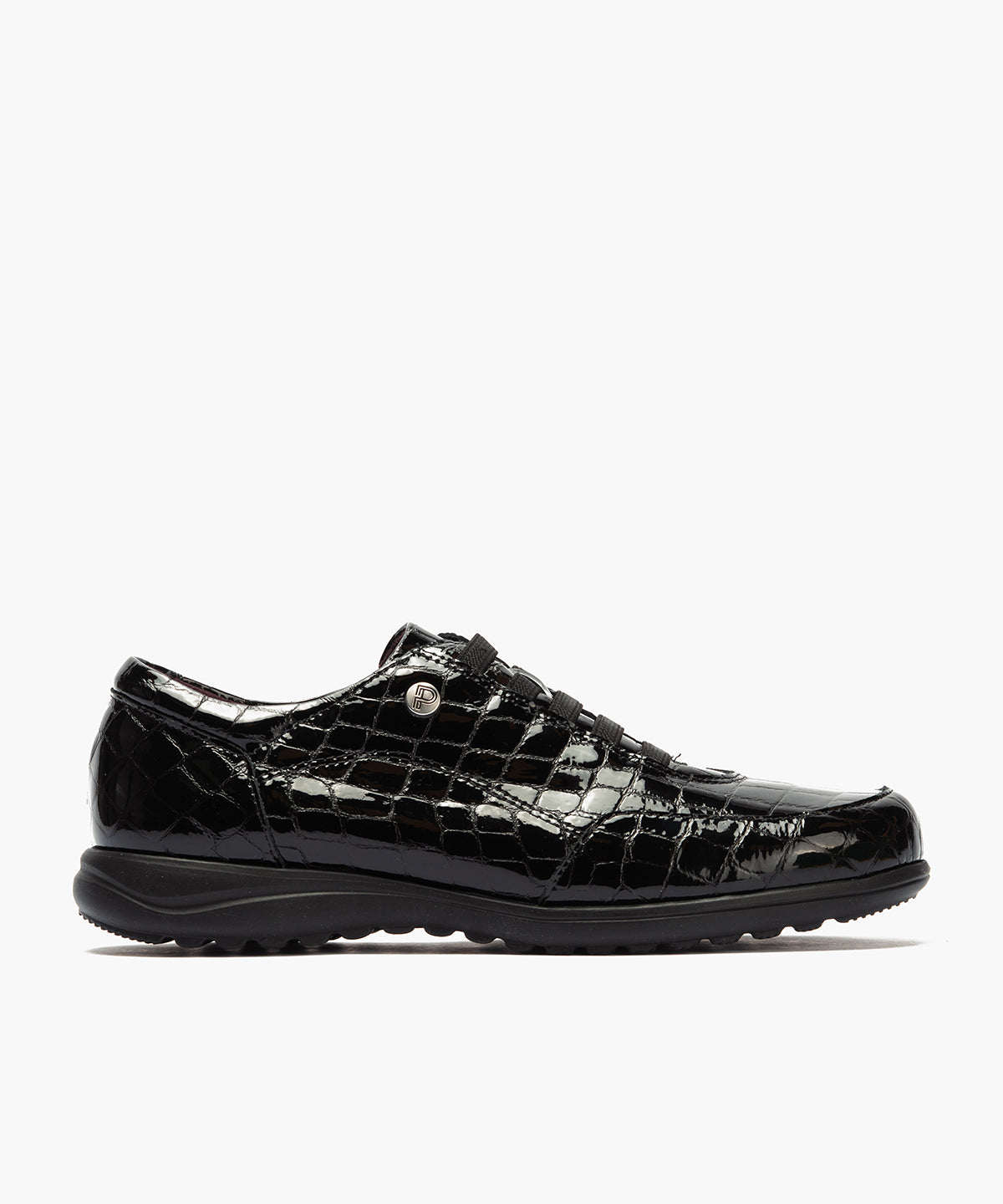 Deportivo en charol coco con cordones elásticos Negro