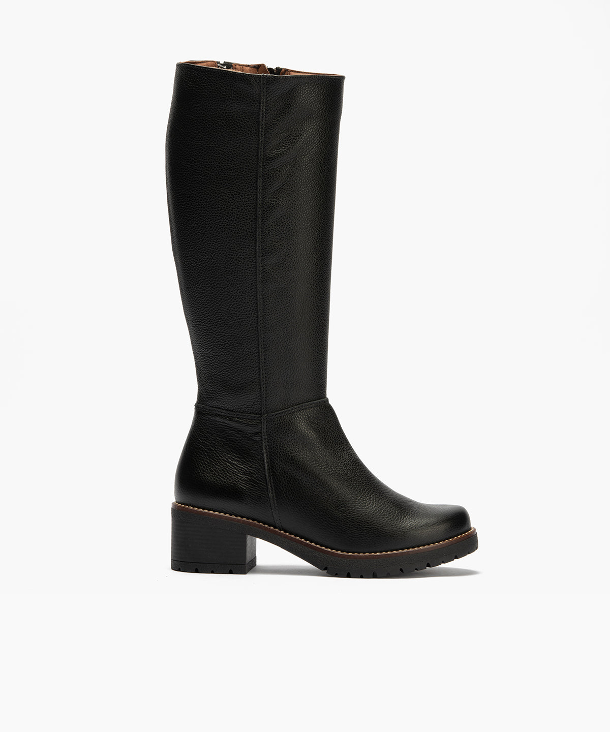 Bota alta en napa con grano Negro