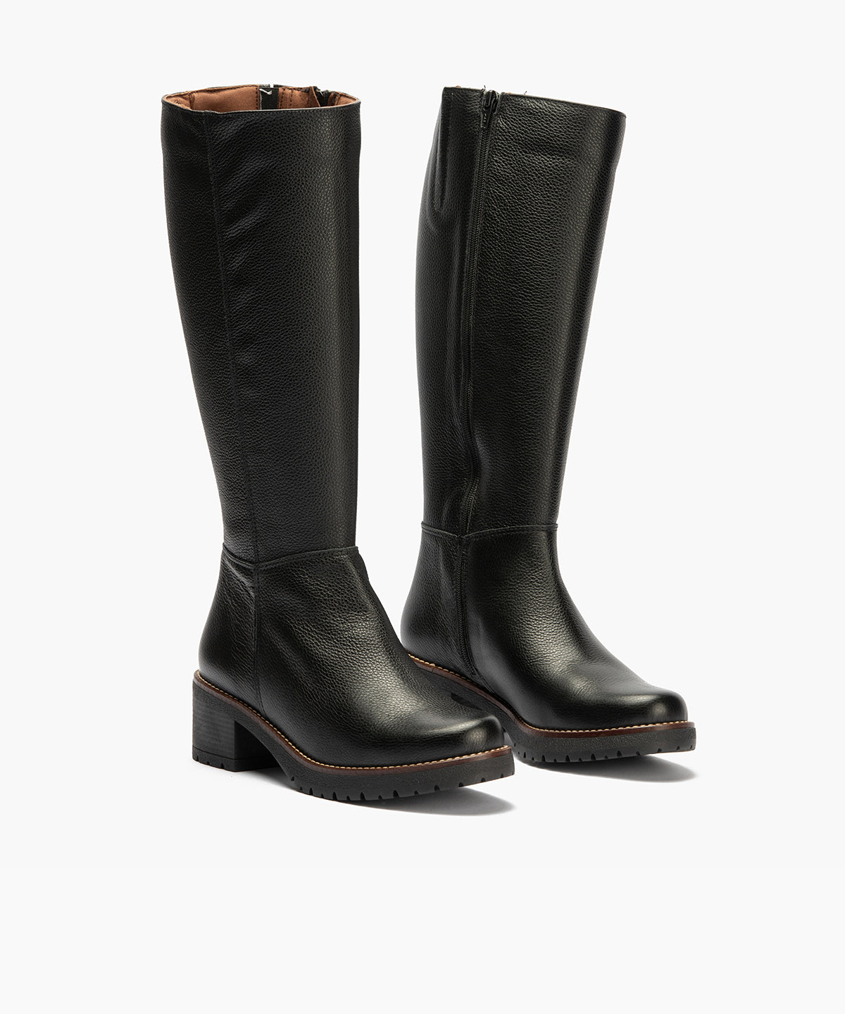 Bota alta en napa con grano Negro