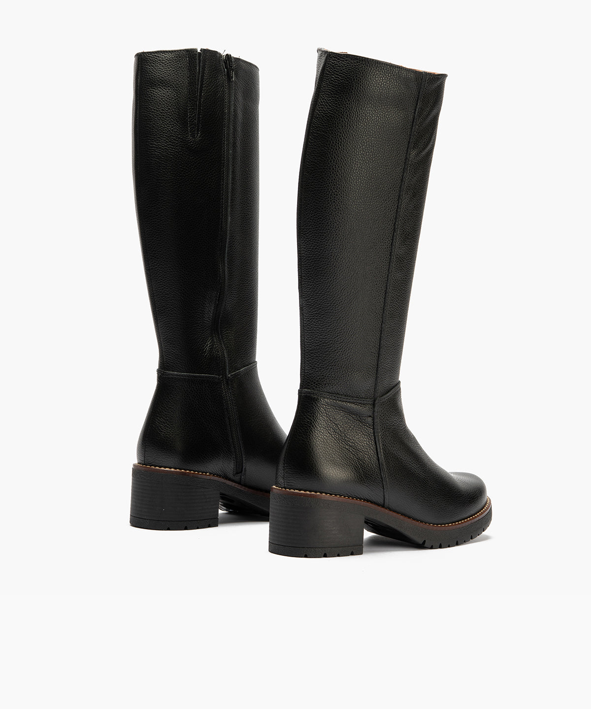 Bota alta en napa con grano Negro
