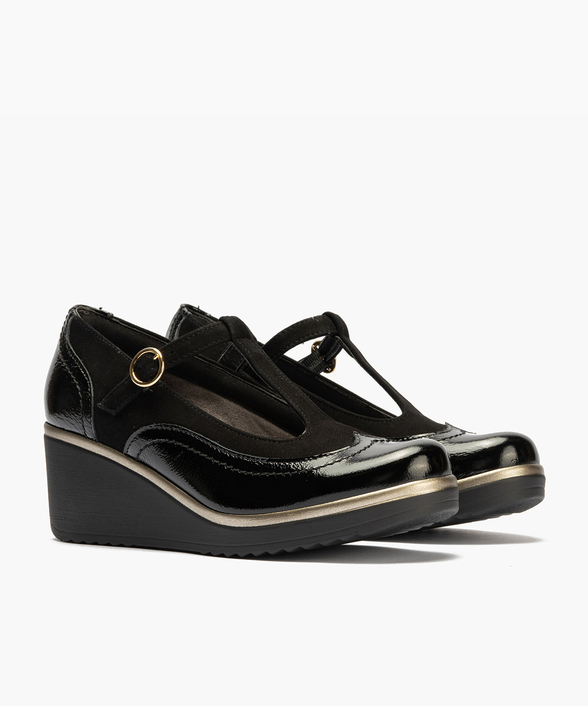 Gilda combinada charol con ante Negro
