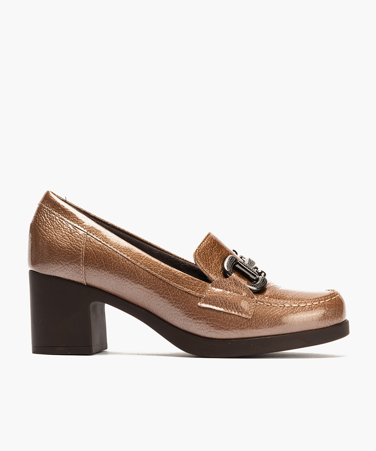 Mocasin en Charol con Adorno Topo