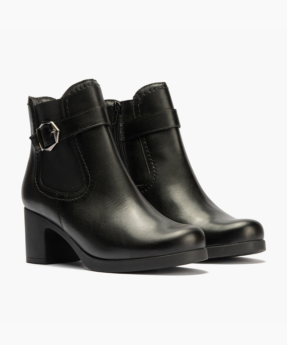 Botín chelsea en napa con detalle hebilla lateral y elástico Negro