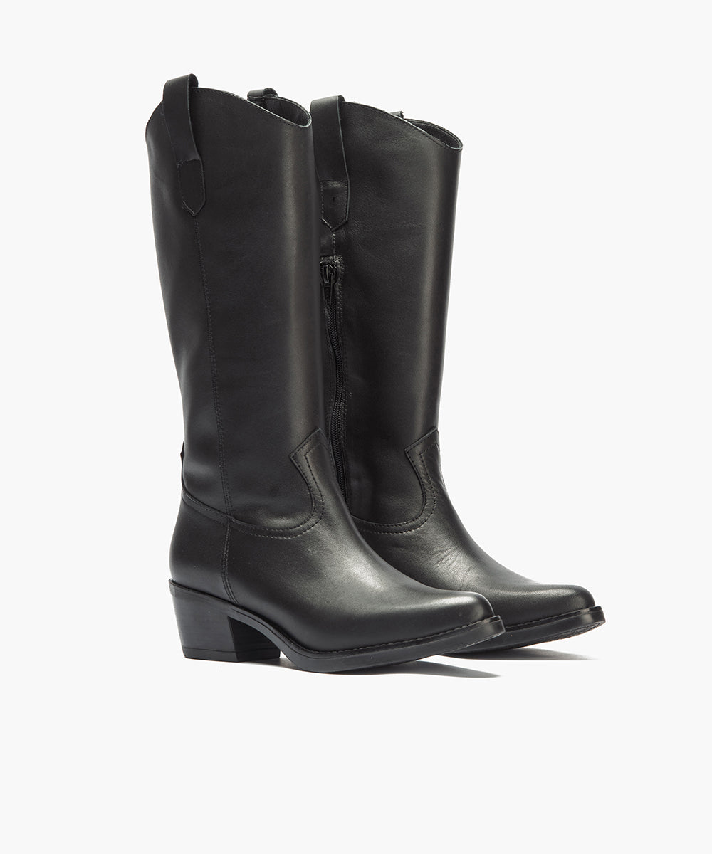 Bota  Alta en Napa Negro