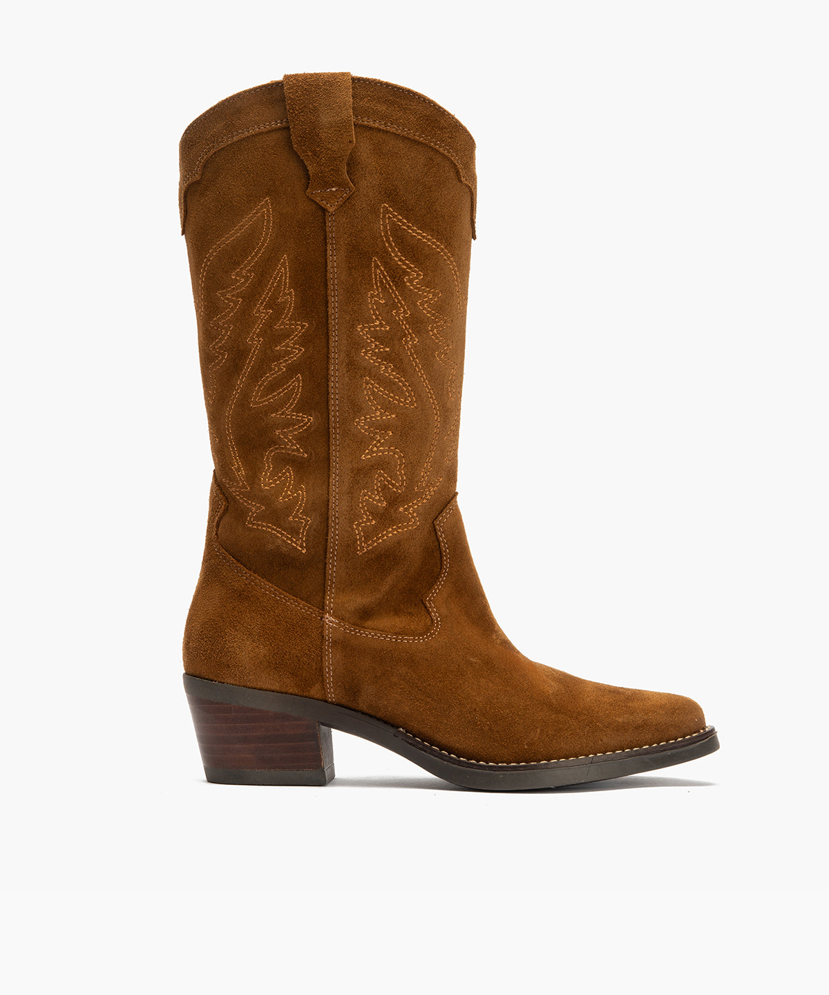 Bota Bordada en Serraje Brandy