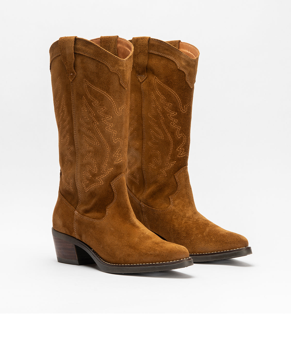 Bota Bordada en Serraje Brandy