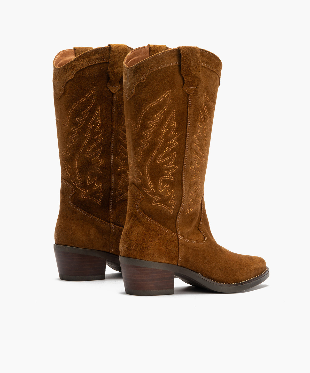 Bota Bordada en Serraje Brandy