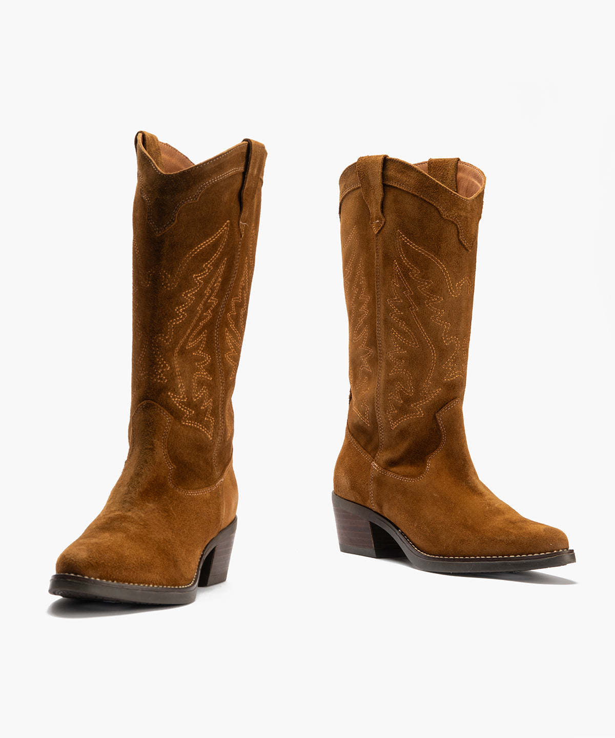 Bota Bordada en Serraje Brandy