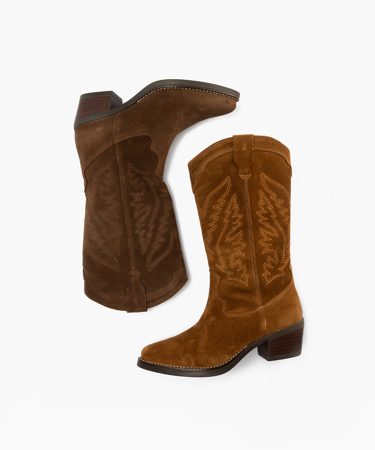 Bota Bordada en Serraje Brandy