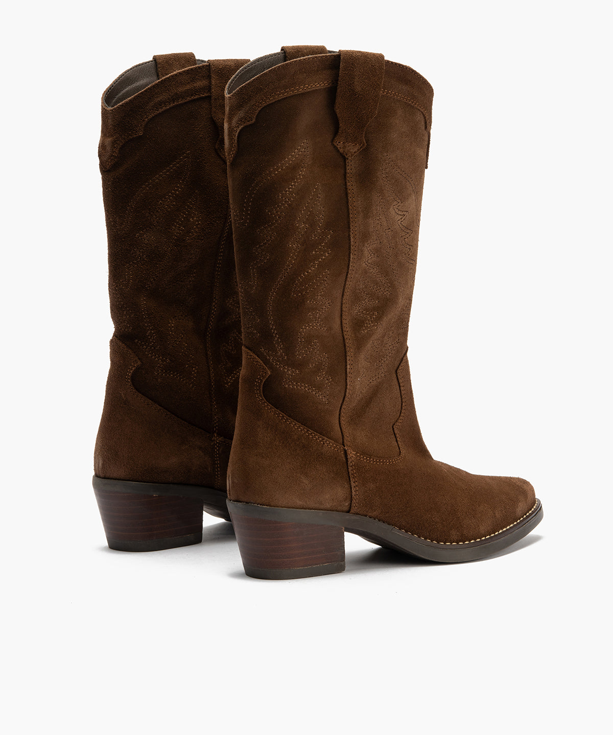 Bota Bordada en Serraje Marrón