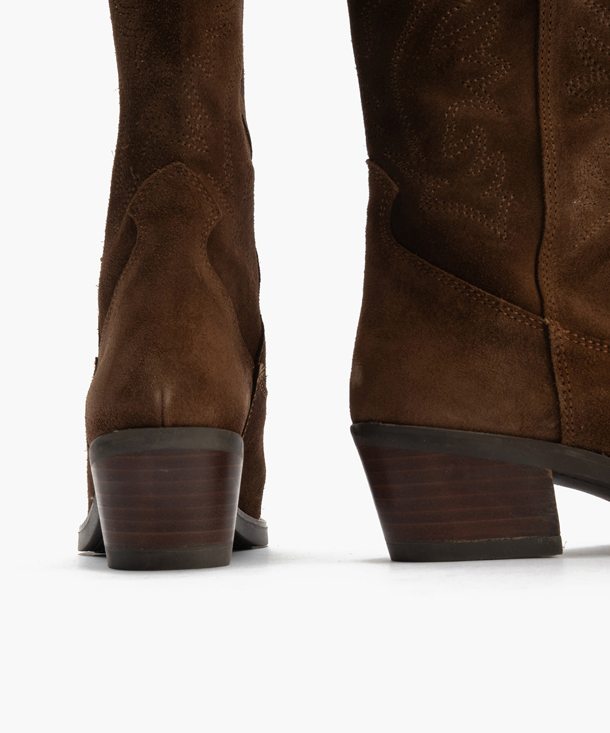 Bota Bordada en Serraje Marrón