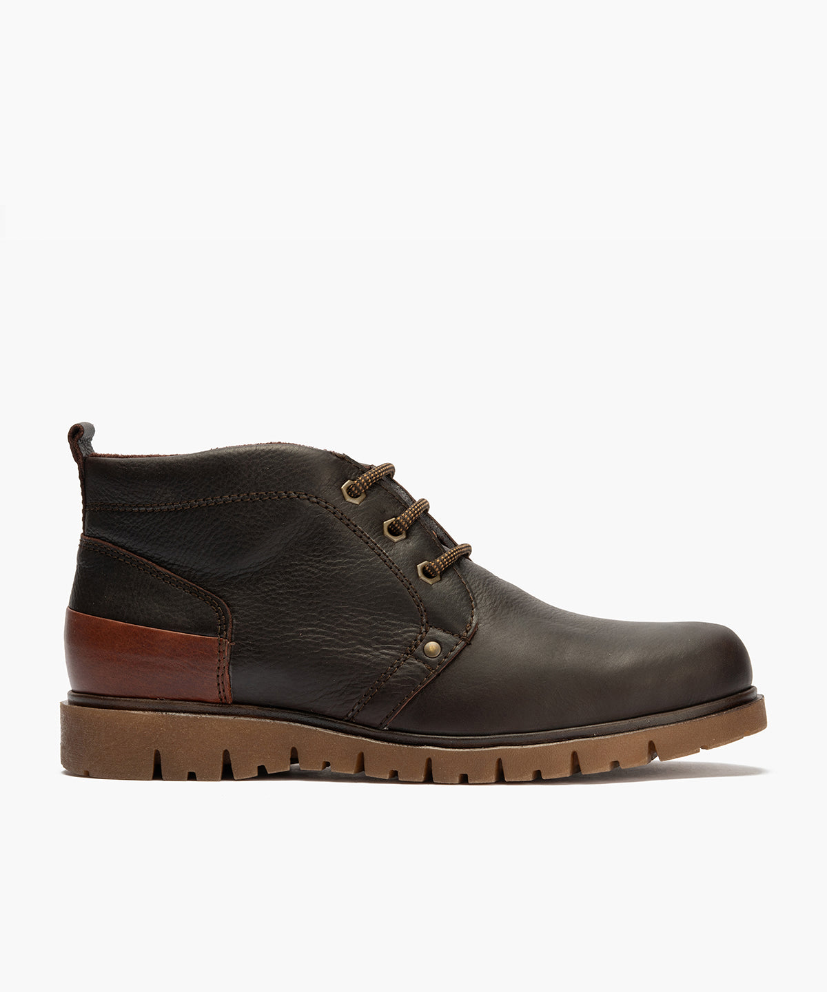 Botín Safari hombre piel con cordones color marron