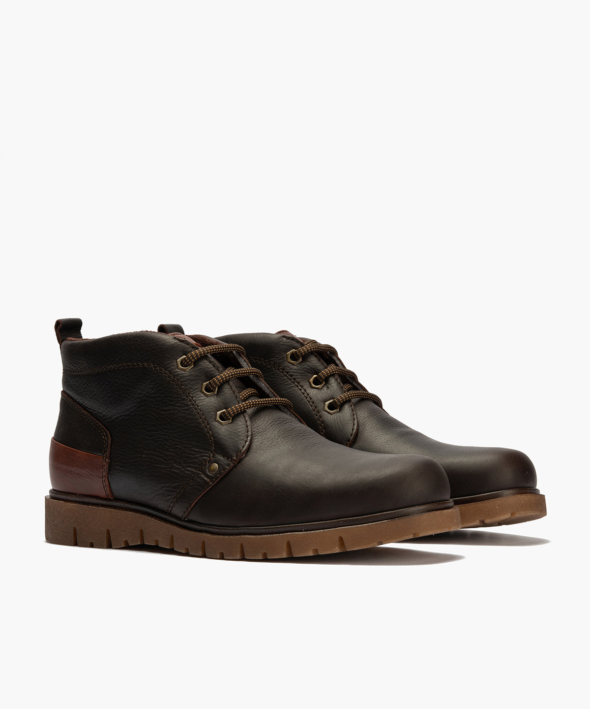 Botín Safari hombre piel con cordones color marron