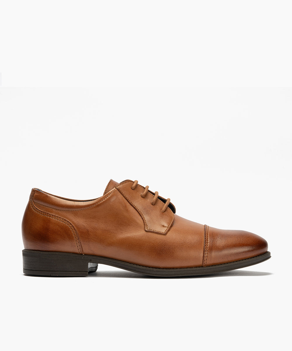 Blucher vestir hombre piel con cordones color cuero