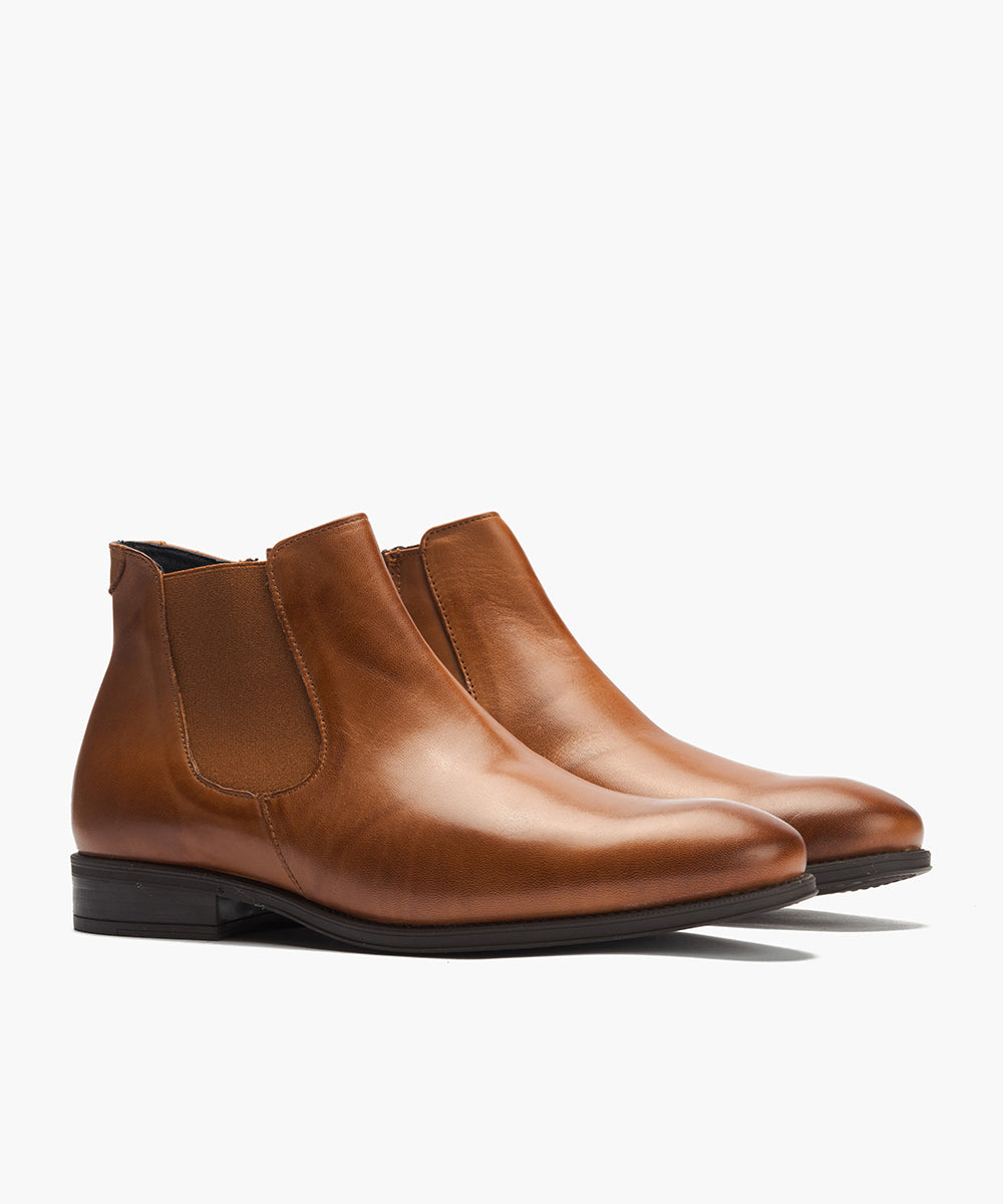 Botín Chelsey vestir hombre con elasticos color cuero