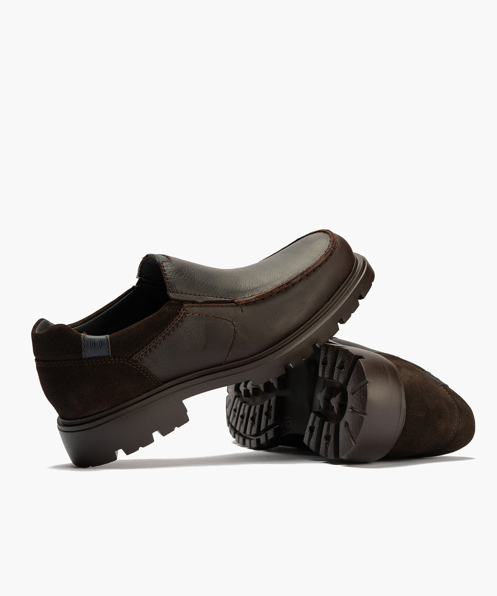 Manoletina Merlin hombre con elasticos color marron