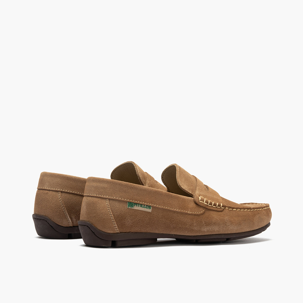 Mocasín hombre con antifaz en nobuck Taupe