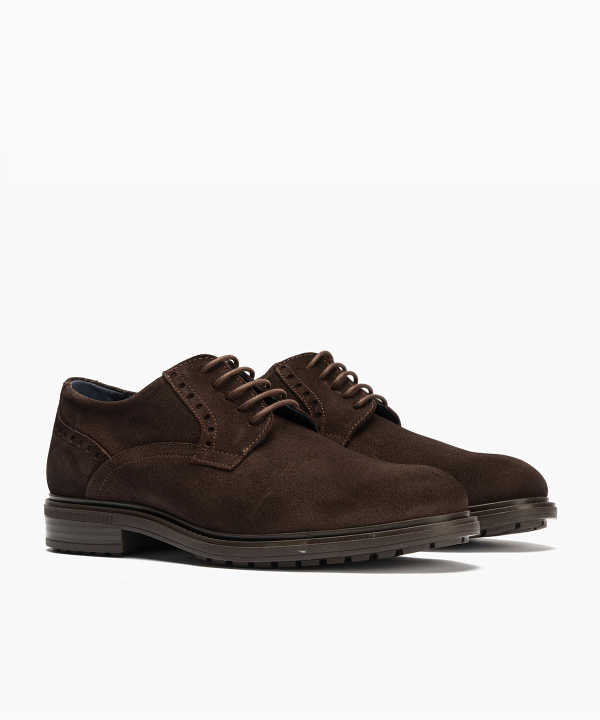 Blucher en serraje con detalle picados Marrón