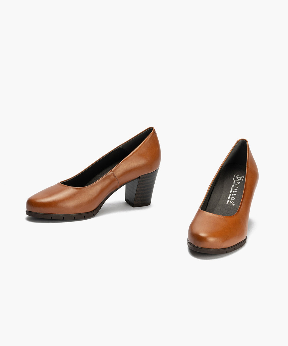 Zapato de Salón Mujer Tacón Alto con Tapas Marrón Claro