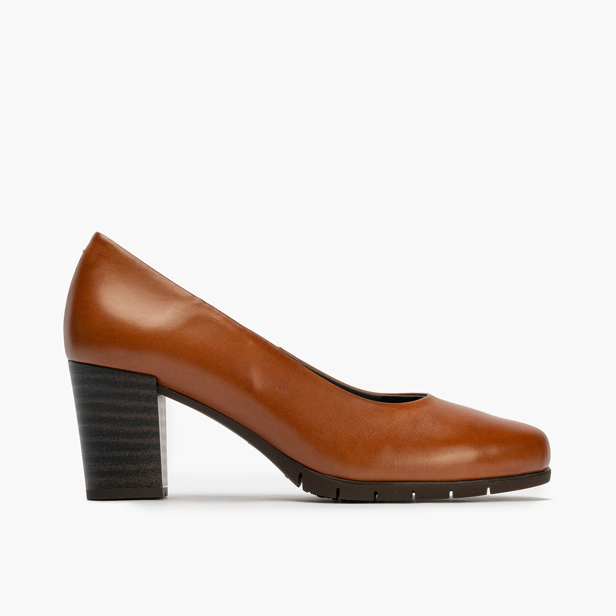 Zapato de Salón Mujer Tacón Alto con Tapas Marrón Claro