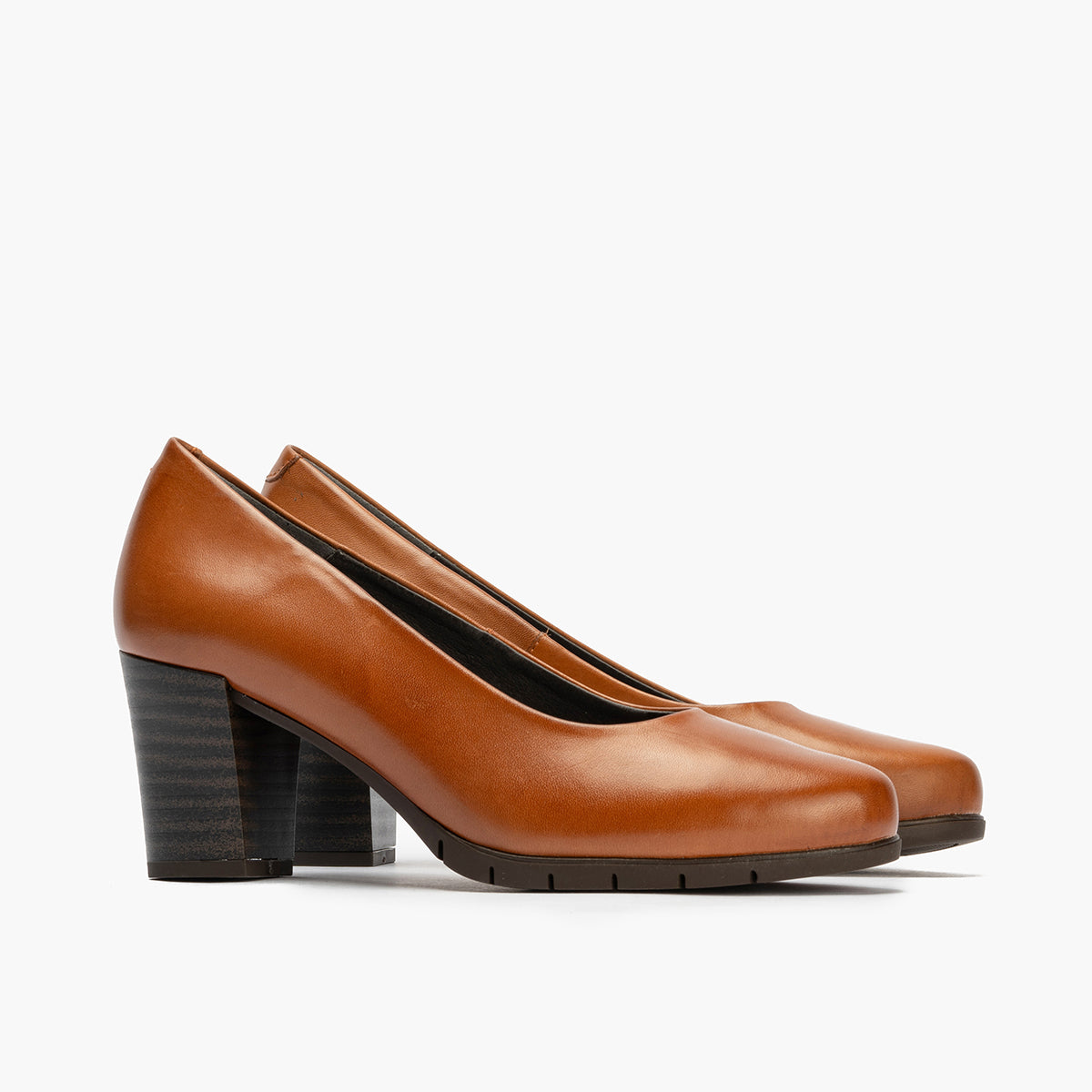 Zapato de Salón Mujer Tacón Alto con Tapas Marrón Claro