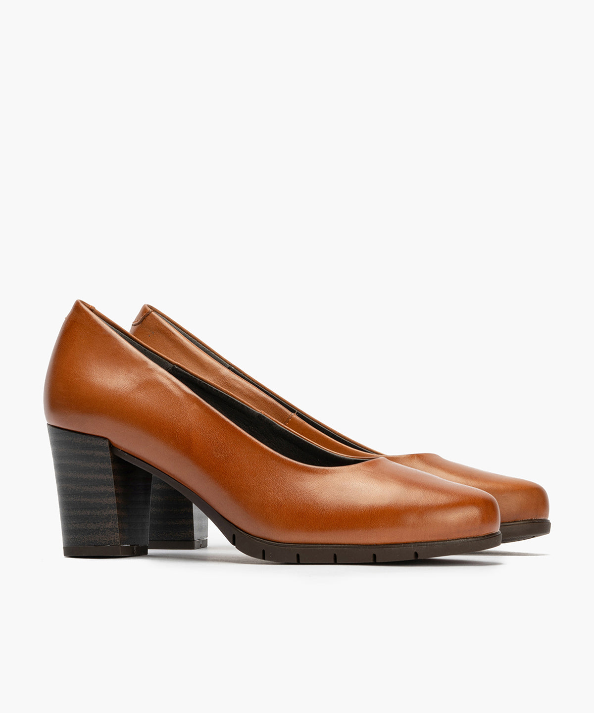 Zapato de Salón Mujer Tacón Alto con Tapas Marrón Claro