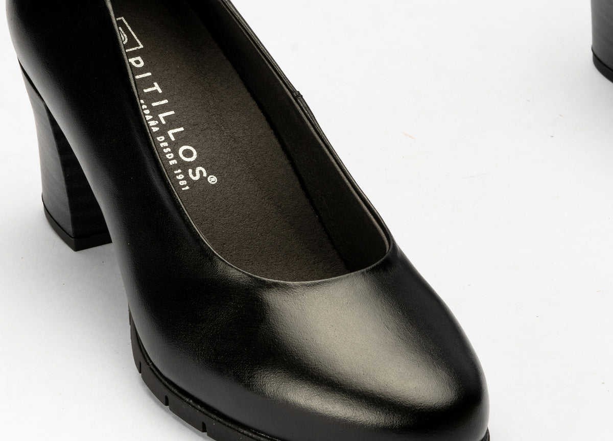 Zapato de Salón Mujer Tacón Alto con Tapas Negro