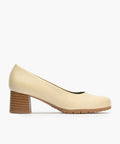 Zapato de Salón Mujer Tacón Medio con Tapas Beige